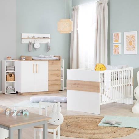 ROBA Lit Bébé Évolutif Lion Réglable sur 3 Hauteurs - 70 x 140 cm - Convertible en Lit Junior - Blanc / Décor Bois BLANC 5 - vertbaudet enfant 