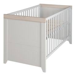 ROBA Lit Bébé Évolutif 70x140 cm - Helene - Réglable en Hauteur - Convertible en Lit Junior - Gris Clair / Décor Bois  - vertbaudet enfant