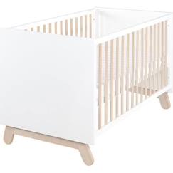 Chambre et rangement-Chambre-ROBA Lit Bébé Évolutif Clara 70x140 en Bois - Convertible en Lit Junior - Hauteur Réglable - 3 Barreaux Amovibles - Blanc