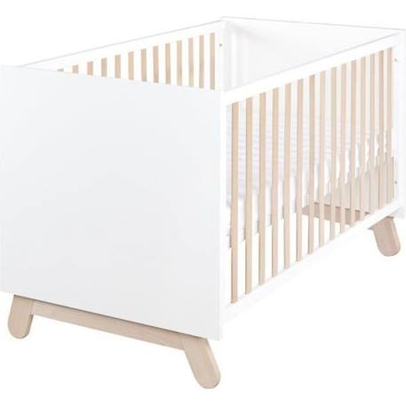 ROBA Lit Bébé Évolutif Clara 70x140 en Bois - Convertible en Lit Junior - Hauteur Réglable - 3 Barreaux Amovibles - Blanc BLANC 1 - vertbaudet enfant 