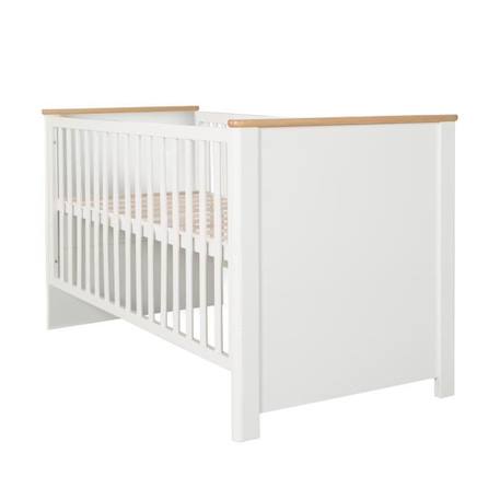 ROBA Lit Bébé Évolutif 70x140 cm Ava - Convertible en Lit Junior - Réglable en Hauteur - 3 Barreaux Amovibles - Blanc / Effet Bois BLANC 1 - vertbaudet enfant 