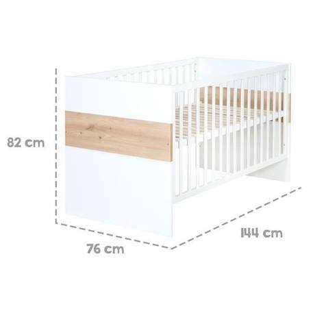 ROBA Lit Bébé Évolutif Lion Réglable sur 3 Hauteurs - 70 x 140 cm - Convertible en Lit Junior - Blanc / Décor Bois BLANC 4 - vertbaudet enfant 