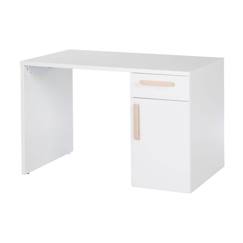 Chambre et rangement-Chambre-Bureau, table-Bureau primaire-Bureau pour Enfants et Jeunes - ROBA - Clara - Avec 1 Porte et 1 Tiroir à Fermeture Douce - Blanc