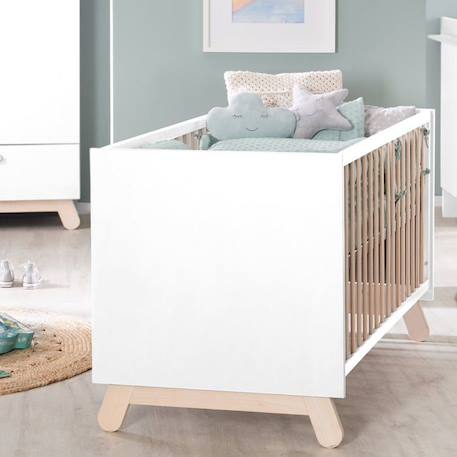 ROBA Lit Bébé Évolutif Clara 70x140 en Bois - Convertible en Lit Junior - Hauteur Réglable - 3 Barreaux Amovibles - Blanc BLANC 5 - vertbaudet enfant 