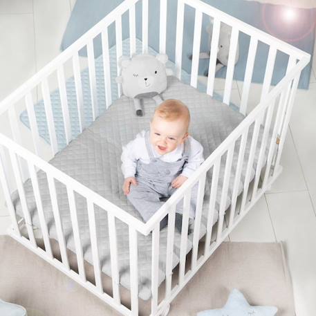 ROBA Parc Bébé carré 'roba Style' + tapis de parc + tour de lit gris BLANC 5 - vertbaudet enfant 