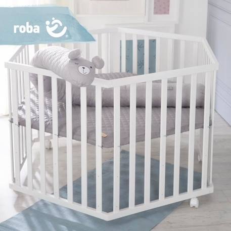 ROBA Parc Bébé hexagonal 'roba Style' + tapis de parc + tour de lit gris BLANC 2 - vertbaudet enfant 