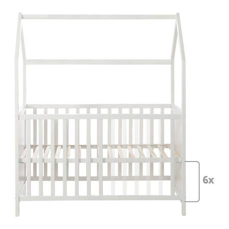 ROBA Lit Bébé Cabane 60x120 cm - Convertible en Lit Cododo - Réglable en Hauteur - Bois Laqué Gris GRIS 6 - vertbaudet enfant 