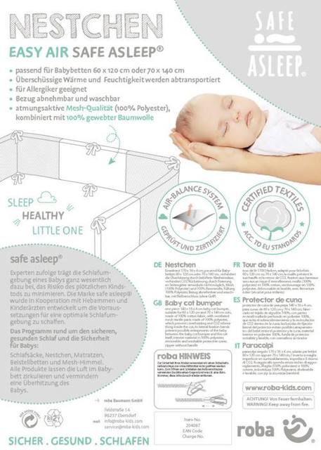 ROBA Tour de Lit Respirant 'safe asleep®' Easy Air 'miffy®' - 170x16 cm GRIS 5 - vertbaudet enfant 