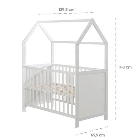 ROBA Lit Bébé Cabane  60x120 cm - Convertible en Lit Cododo - Réglable en Hauteur - Bois Laqué Blanc BLANC 3 - vertbaudet enfant 