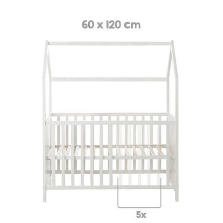 ROBA Lit Bébé Cabane 60x120 cm - Convertible en Lit Cododo - Réglable en Hauteur - Bois Laqué Gris GRIS 5 - vertbaudet enfant 