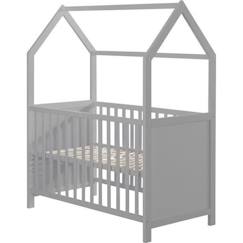 Chambre et rangement-Chambre-ROBA Lit Bébé Cabane 60x120 cm - Convertible en Lit Cododo - Réglable en Hauteur - Bois Laqué Gris