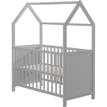 ROBA Lit Bébé Cabane 60x120 cm - Convertible en Lit Cododo - Réglable en Hauteur - Bois Laqué Gris GRIS 1 - vertbaudet enfant 