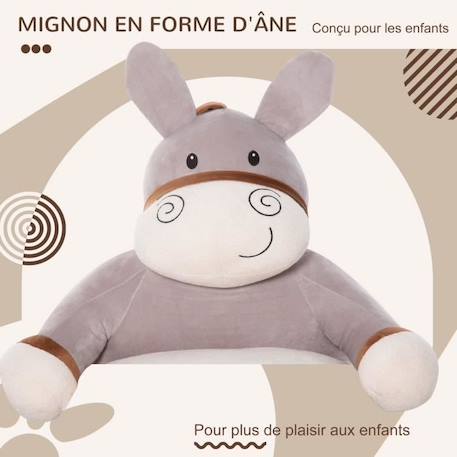 Fauteuil enfant âne dim. 60L x 55l x 60H cm garnissage moelleux coton revêtement velours gris crème GRIS 4 - vertbaudet enfant 