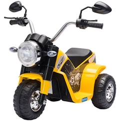 Jouet-Jeux de plein air-Véhicules enfant-Moto électrique enfant chopper tout-terrain 6 V 20 W marche AV AR 3 roues effets lumineux et sonores jaune noir