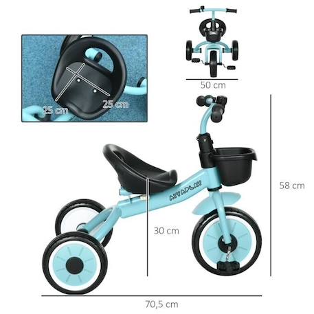 Tricycle enfant multi-équipé  70x50x58cm Bleu BLANC 3 - vertbaudet enfant 