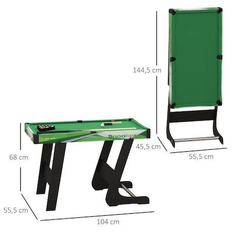 SPORTNOW Table de billard pliable américain compact avec accessoires 2 queues, 16 billes, traingle, craie, tapis vert VERT 3 - vertbaudet enfant 