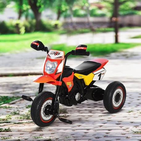 Tricycle Enfant Moto Cross Effets Musicaux et Lumineux avec Coffre de Rangement Rouge - HOMCOM ROUGE 2 - vertbaudet enfant 