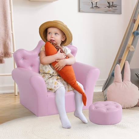Ensemble fauteuil et pouf enfant design couronne de princesse - HOMCOM - Rose - 3 ans et plus ROSE 2 - vertbaudet enfant 