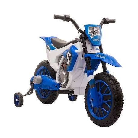 Moto Cross électrique pour Enfant HOMCOM - Bleu - 3 à 5 Ans - 12V - 3-8 Km/h - Roulettes latérales Amovibles BLEU 1 - vertbaudet enfant 