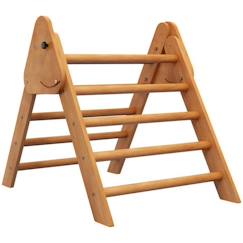 Jouet-HOMCOM Triangle d'apprentissage à grimper pour enfants pliable en bois - 90 x 64 x 70 cm marron