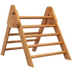 HOMCOM Triangle d'apprentissage à grimper pour enfants pliable en bois - 90 x 64 x 70 cm marron  - vertbaudet enfant