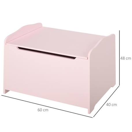 HOMCOM Coffres à jouets pour enfants Boîte à jouets malle de rangement dim. 60L x 40l x 48H cm vérin pneumatique MDF rose ROSE 3 - vertbaudet enfant 