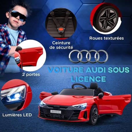 Voiture électrique enfant Audi RS e-tron GT - HOMCOM - V. max. 5 Km/h - Effets sonores et lumineux - Rouge ROUGE 4 - vertbaudet enfant 