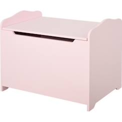 Chambre et rangement-Rangement-HOMCOM Coffres à jouets pour enfants Boîte à jouets malle de rangement dim. 60L x 40l x 48H cm vérin pneumatique MDF rose