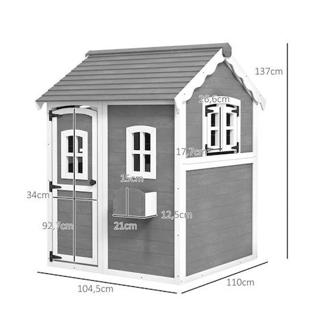 Cabane enfant extérieur Outsunny maison enfant extérieure, avec porte, fenêtres, bac à plantes, plancher - en bois gris GRIS 4 - vertbaudet enfant 