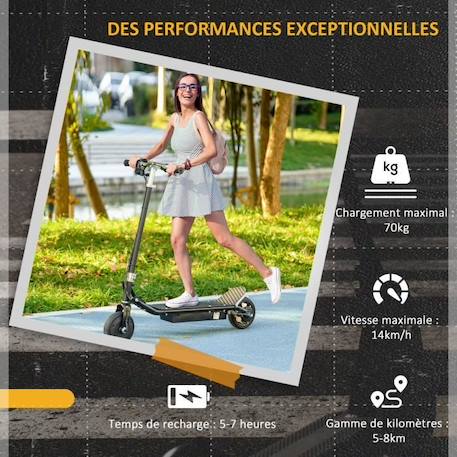 Trottinette électrique 150 W pliable réglable enfant 4-14 ans 14 Km/h max. autonomie 8 Km max. noir NOIR 4 - vertbaudet enfant 