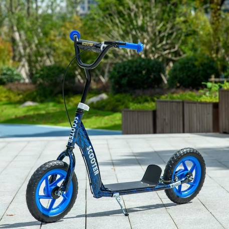 Trottinette patinette enfant à partir de 6 ans roues 30 cm guidon réglable poignée frein et béquille acier bleu BLANC 2 - vertbaudet enfant 