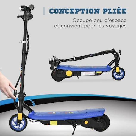 Trottinette électrique pliable pour enfant 7-14 ans 12 Km/h max. autonomie 10 Km max. bleu 75x48x105cm - HOMCOM BLANC 4 - vertbaudet enfant 