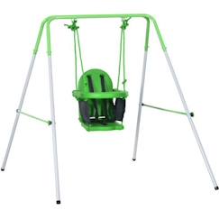 Jouet-Jeux de plein air-Jeux de jardin-Balançoire portique enfant OUTSUNNY - Vert - 122x146x122cm - Pour 6-36 mois - Charge max. 25 Kg