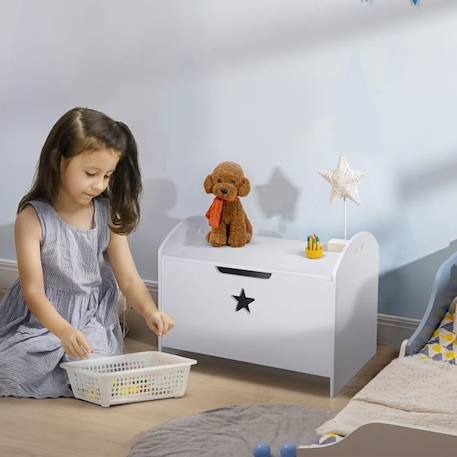 Coffre malle de rangement - HOMCOM - 62x40x46cm - Blanc - Enfant - MDF BLANC 2 - vertbaudet enfant 