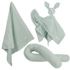 ROBA Coffret Bébé Lil Planet - 3 PCS - 1 Coussin Traversin + 1 Couverture + 1 Doudou - Cadeau de Naissance - Vert Givré  - vertbaudet enfant