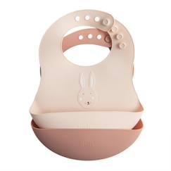 Puériculture-Bavoir en silicone - lot de 2 - Mme Lapin - beige et marron - Pour bébé - Trixie