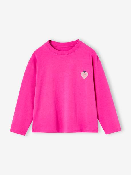 T-shirt Basics motif poitrine fille écru+fuchsia 4 - vertbaudet enfant 