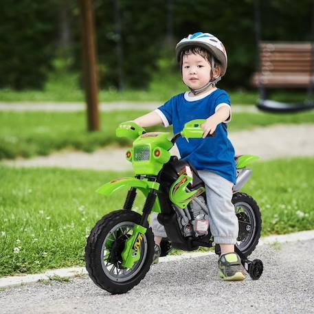 Moto Cross électrique pour enfants à partir de 3 ans 6V avec phares, klaxon et musiques - HOMCOM VERT 2 - vertbaudet enfant 