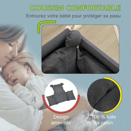 Balançoire bébé enfant siège bébé balançoire réglable barre sécurité accessoires inclus coton gris 40x40x25cm Gris BLANC 4 - vertbaudet enfant 