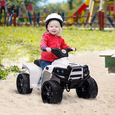 Quad électrique enfant HOMCOM - Siège ergonomique, phares LED, klaxon - Blanc et noir BLANC 2 - vertbaudet enfant 