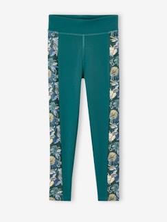 Legging sport matière technique fille bandes côtés fleurs exotiques  - vertbaudet enfant