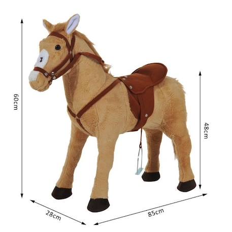 Cheval en peluche HOMCOM avec effets sonores hennissement et galop, selle et bride, 85 cm, beige BLANC 3 - vertbaudet enfant 