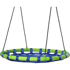 Balançoire nid d'oiseau ronde balançoire panier Ø 100 x 120-180H cm accessoires inclus bleu vert 100x100x4cm Vert  - vertbaudet enfant