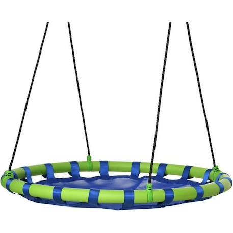 Balançoire nid d'oiseau ronde balançoire panier Ø 100 x 120-180H cm accessoires inclus bleu vert 100x100x4cm Vert BLANC 1 - vertbaudet enfant 