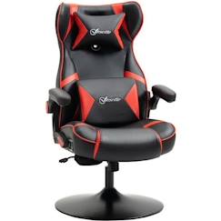 Fauteuil gaming fauteuil de bureau gamer fonction audio pivotant réglable accoudoirs relevables rouge noir 69x73x118cm Rouge  - vertbaudet enfant