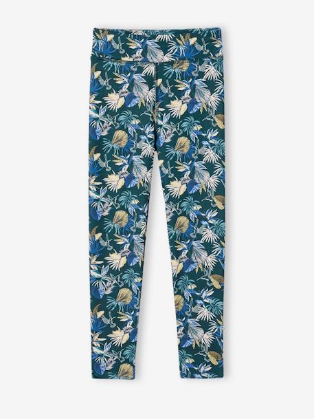 Fille-Pantalon-Legging sport matière technique fille motifs fleurs exotiques