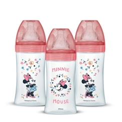 Lot de 3 Biberons DODIE Anti-Colique Initiation+ - Minnie - 270ml - 0-6 Mois - Tétine Ronde - Débit 2  - vertbaudet enfant