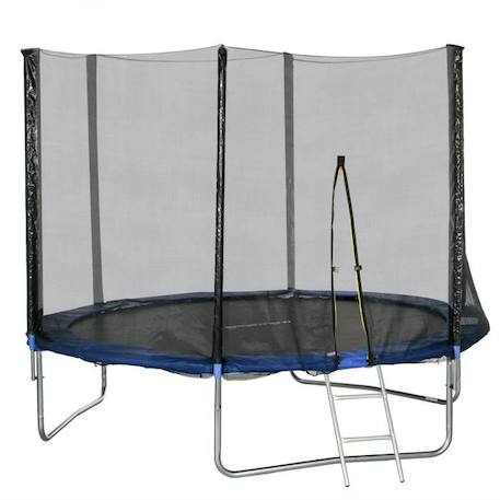 Trampoline d'extérieur Ø 305 cm avec filet de sécurité, poteaux rembourrés et échelle BLEU 1 - vertbaudet enfant 