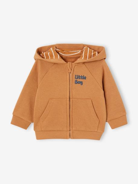 Sweat  zippé à capuche bébé bleu ardoise+noix de pécan 4 - vertbaudet enfant 