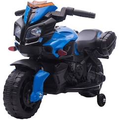 Jouet-Moto électrique enfant - HOMCOM - 6V - Effet lumineux et sonore - Valises latérales - Bleu noir